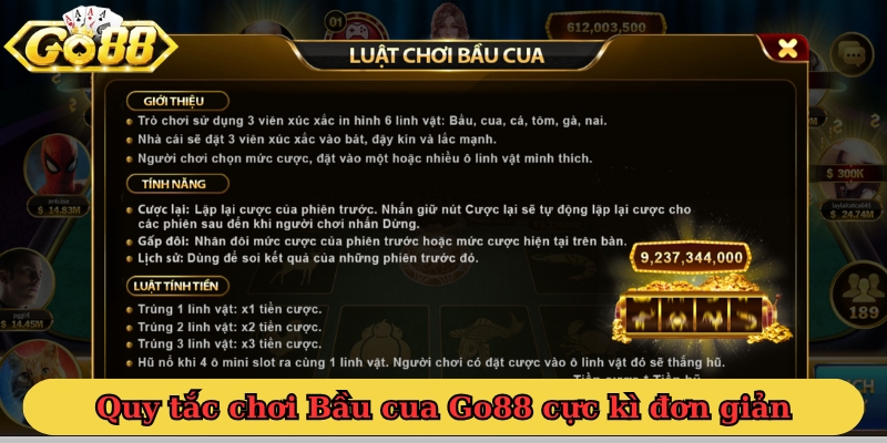 Quy tắc chơi Bầu cua Go88 cực kì đơn giản