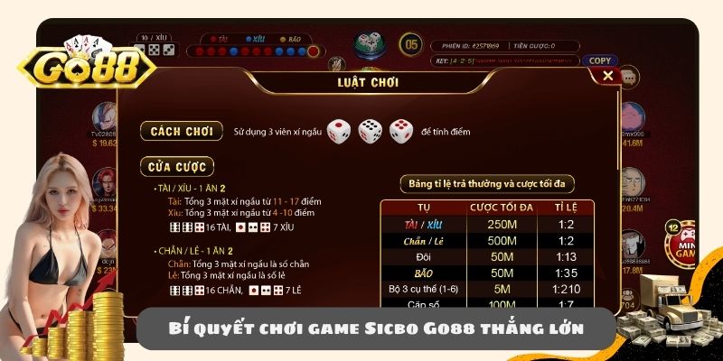 Bí quyết chơi game Sicbo Go88 thắng lớn